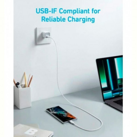 Кабель Anker 322 USB-A - USB-C, 1.8м, White (A81H6H21)