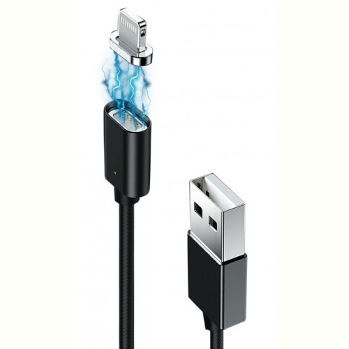 Кабель Grand-X USB-Lightning, магнітний, 1м, Black (MG-01L)