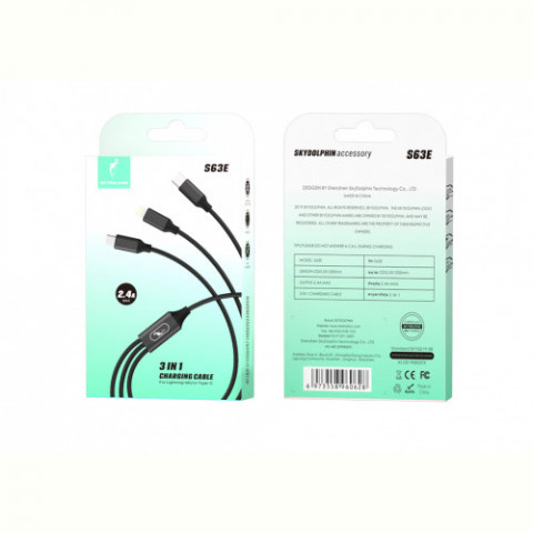 Кабель SkyDolphin S63E 3in1 USB - Lightning/Type-C/MicroUSB 1.2м, Black (USB-000625)