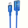 Кабель Hoco U107 USB Type-C - USB V 3.0 (M/F), 1.2 м, синій (U107CU3BL)