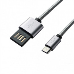 Кабель Grand-X USB-microUSB 1м, Grey/Black (FM02)