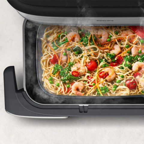 Мультипіч Philips Ovi Dual SteamFry 2750Вт, чаша-3+6л, сенсорне управл., 8 авто. програм, пластик/метал, сірий