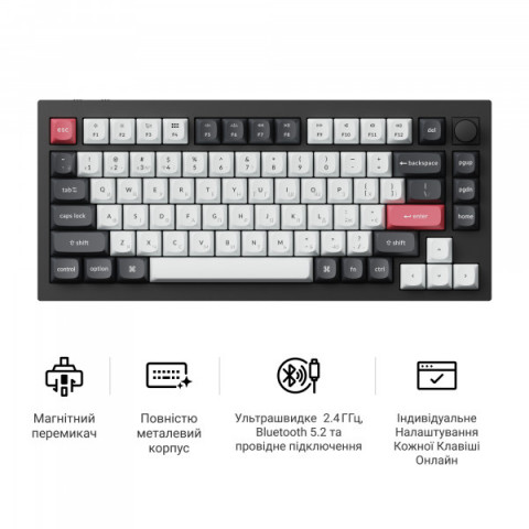 Клавіатура бездротова Keychron Q1 HE Magnetic Switch Black RGB (Q1H-M1-UA) Купити в Україні