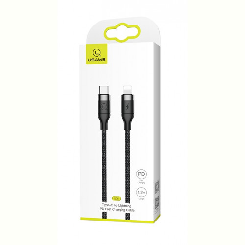 Кабель Usams US-SJ350 USB Type-C - Lightning, 1.2 м, Black (SJ350USB01)