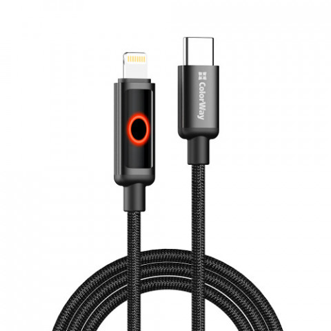Кабель ColorWay USB Type-C - Lightning (M/M), Breathing Light, 3А, 1 м, Black (CW-CBPDCL103-BK)