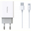 Мережевий зарядний пристрій Proda PD-A28c (2USB 2.4A) White (PD-A28c-WH) + кабель USB Type-C