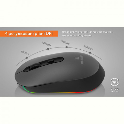 Миша бездротова REAL-EL RM-470W Dark Gray