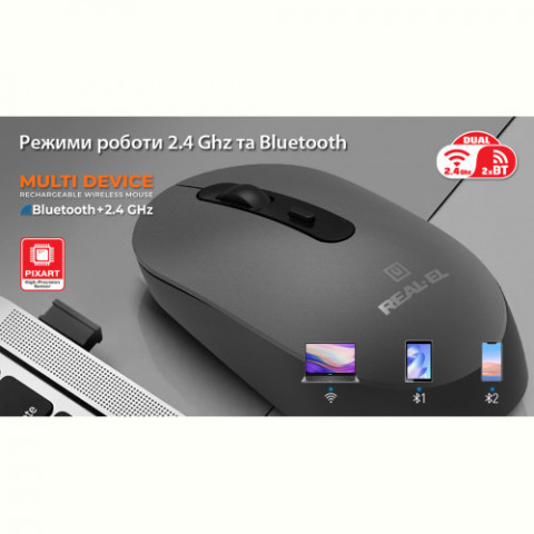 Миша бездротова REAL-EL RM-470W Dark Gray