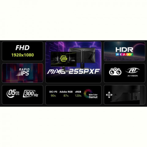 Монітор MSI 24.5" MAG 255PXF IPS Black 300Hz