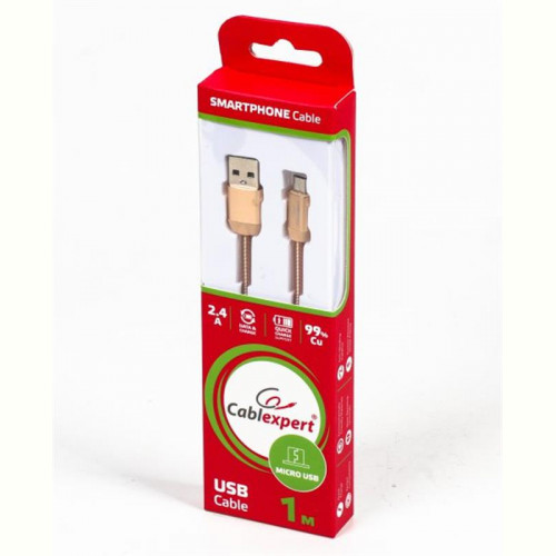Кабель Cablexpert (CCPB-M-USB-08G) USB 2.0 A - microUSB, преміум, 1м, золотистий