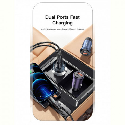 Автомобільний зарядний пристрій Essager Gyroscope Mini Charger USB-A + Type-C 45W Black (ECCAC45-TL01-Z)