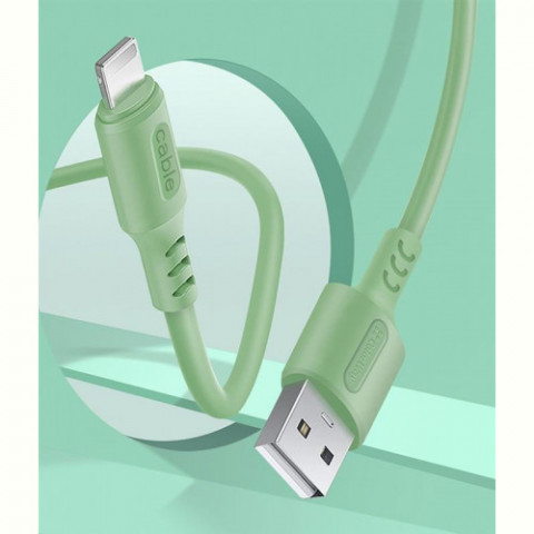 Кабель ColorWay USB-Lightning, soft silicone, 2.4А, 1м, Green (CW-CBUL042-GR)