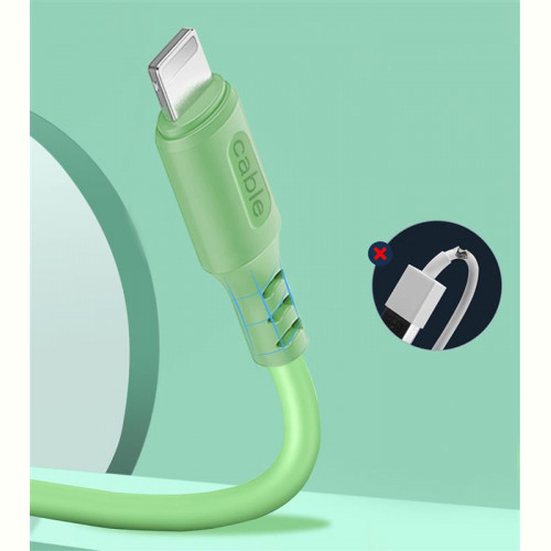 Кабель ColorWay USB-Lightning, soft silicone, 2.4А, 1м, Green (CW-CBUL042-GR)