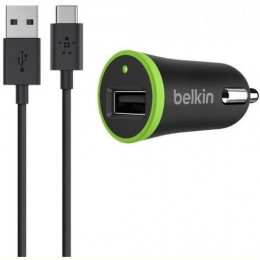 Автомобільний зарядний пристрій Belkin (1USB, 2.4A) Black (F7U002bt06-BLK) + кабель Type-C