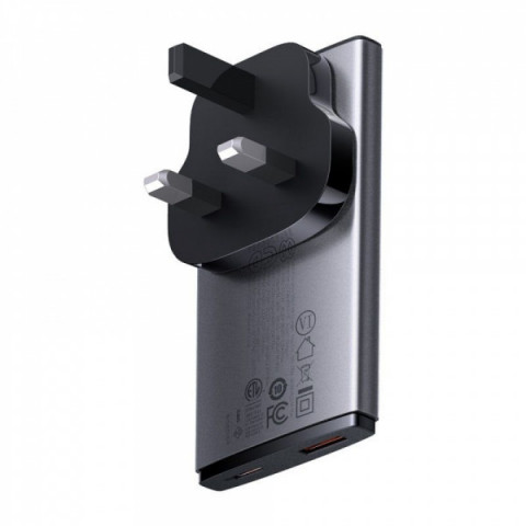 МЗП Baseus GaN5 Pro Ultra-Slim 65W (Type-C + USB) + Кабель Type-C to Type-C 100W (1м) gray Купити в Україні
