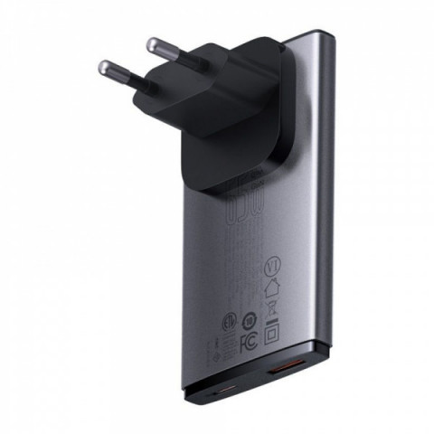 МЗП Baseus GaN5 Pro Ultra-Slim 65W (Type-C + USB) + Кабель Type-C to Type-C 100W (1м) gray Купити в Україні