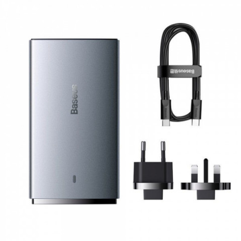 МЗП Baseus GaN5 Pro Ultra-Slim 65W (Type-C + USB) + Кабель Type-C to Type-C 100W (1м) gray Купити в Україні