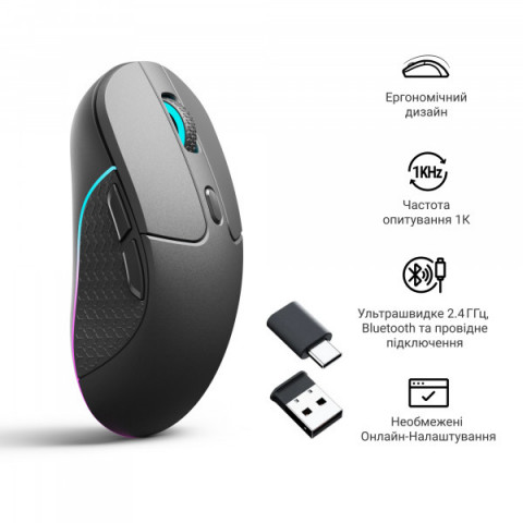 Миша Keychron M3 Wireless/Bluetooth/USB Black PAW3395 (M3-A1) Купити в Україні