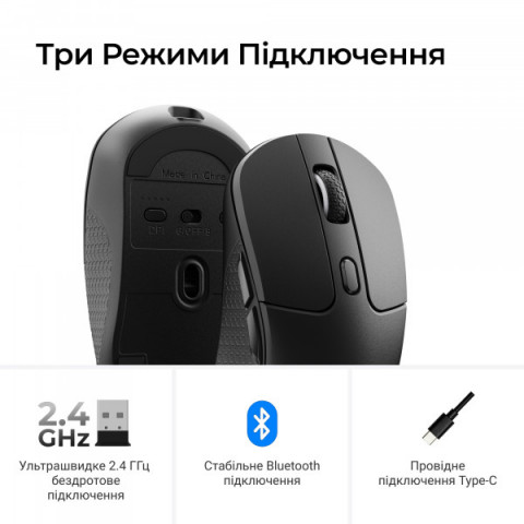 Миша Keychron M3 Wireless/Bluetooth/USB Black PAW3395 (M3-A1) Купити в Україні