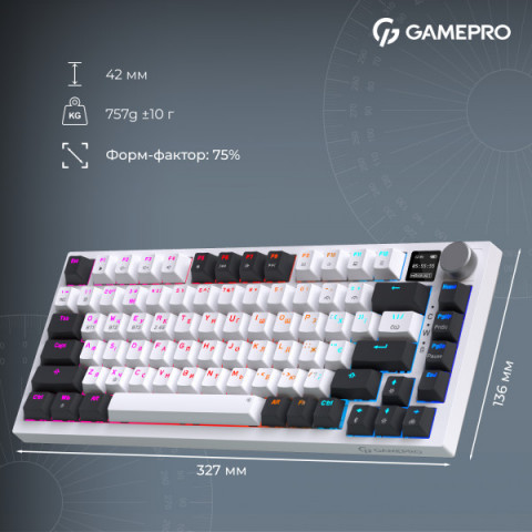 Бездротова механічна клавіатура GamePro MK160D Pro QLAB Sakura Switch White Купити в Україні