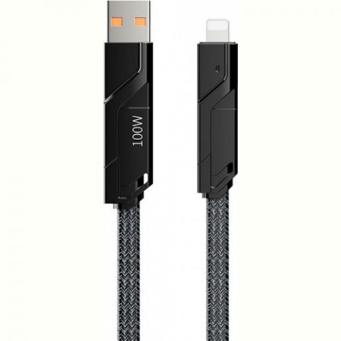 Кабель Proda PD-B96th USB/USB Type C - Lightning/USB-C 100W, 1.5м, Black (PD-B96th-BK)