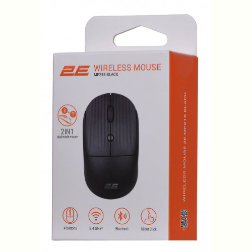 Миша бездротова 2E MF218 Silent WL BT Black (2E-MF218WBK) USB