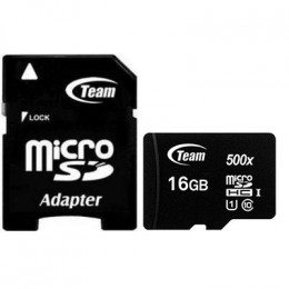 Карта пам`ятi MicroSDHC 16GB UHS-I Class 10 Team Black + SD-adapter (TUSDH16GCL10U03)