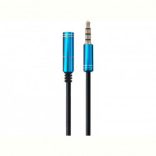 Кабель Maxxter (A-3434-1m) 3.5 мм M/F 3.5мм, 1м, черный/синий