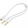 Кабель Ugreen AV140 AUX 3.5 мм TRRS - TRSx2, 0.2 м, White (20897)