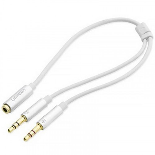 Кабель Ugreen AV140 AUX 3.5 мм TRRS - TRSx2, 0.2 м, White (20897)