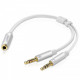 Кабель Ugreen AV140 AUX 3.5 мм TRRS - TRSx2, 0.2 м, White (20897)