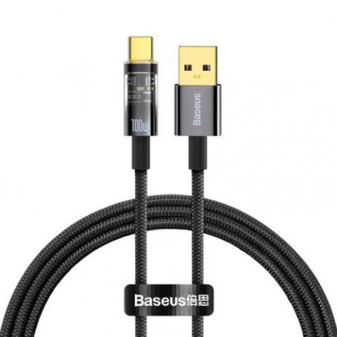 Кабель Baseus Explorer USB-USB Type-C, 5A, 100W, 1м Black (CATS000201)