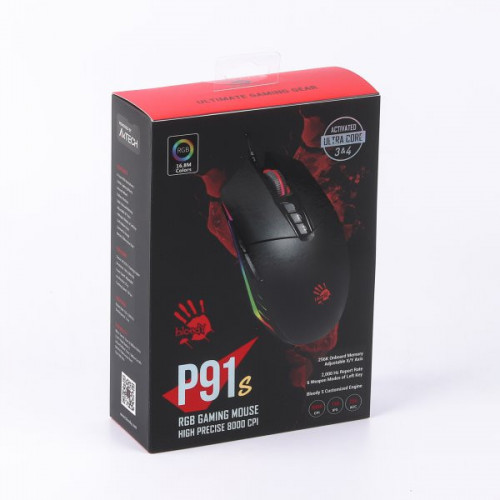 Миша ігрова A4Tech P91s Bloody, чорна, RGB підсвічування
