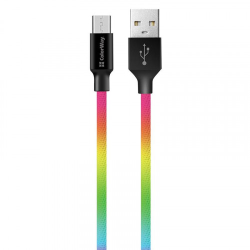 Кабель ColorWay USB-microUSB, 2.4А, 1м, Multicolor (CW-CBUM017-MC)