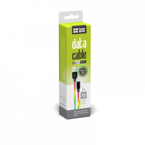 Кабель ColorWay USB-microUSB, 2.4А, 1м, Multicolor (CW-CBUM017-MC)