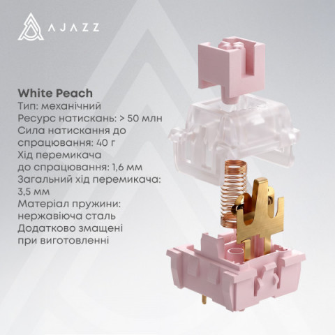 Бездротова механічна клавіатура Ajazz AK820 V2 White Peach Switch (AK820-V2-WP-S-W) Купити в Україні