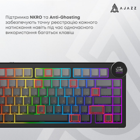 Бездротова механічна клавіатура Ajazz AK820 V2 White Peach Switch (AK820-V2-WP-S-W) Купити в Україні