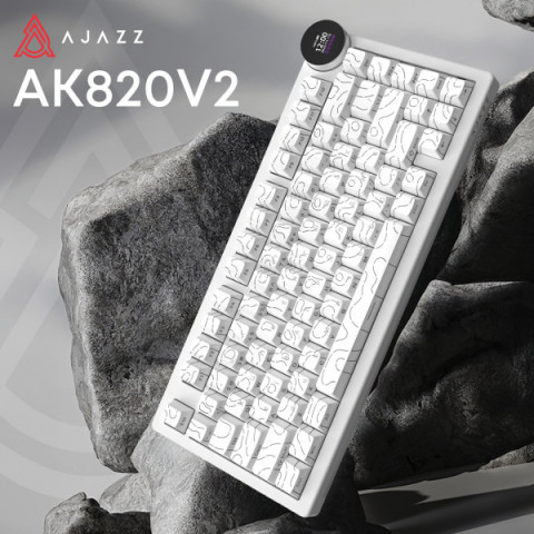 Бездротова механічна клавіатура Ajazz AK820 V2 White Peach Switch (AK820-V2-WP-S-W) Купити в Україні