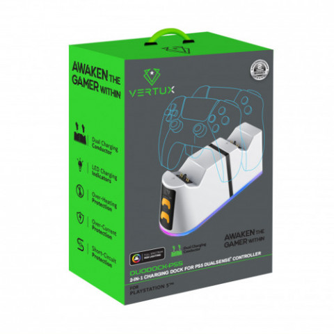 Зарядна станція Vertux для Sony PlayStation Duodock-PS5 White (duodock-ps5)