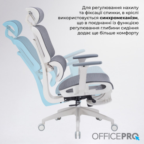 Крісло офісне OfficePro Skyline OC750-W-DG-DG Купити в Україні