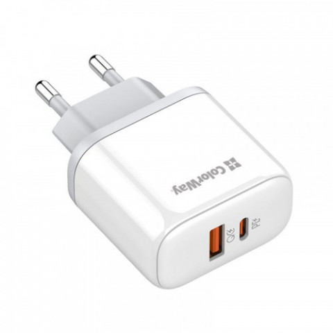 Мережевий зарядний пристрій ColorWay Power Delivery Port PPS USB (Type-C PD + USB QC3.0) (45W) White (CW-CHS042PD-WT)