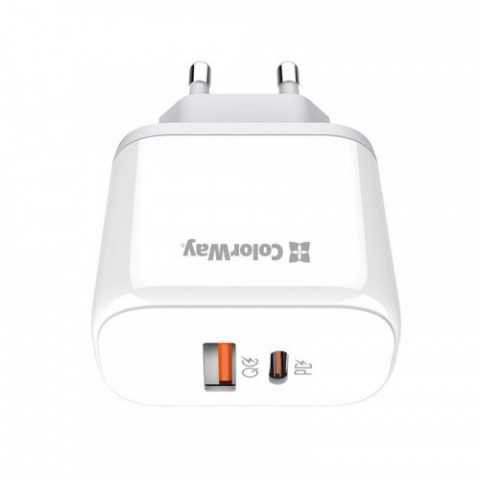 Мережевий зарядний пристрій ColorWay Power Delivery Port PPS USB (Type-C PD + USB QC3.0) (45W) White (CW-CHS042PD-WT)