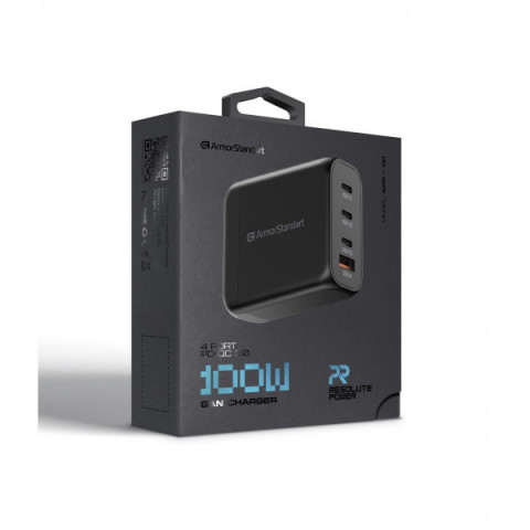 Мережевий зарядний пристрій ArmorStandart Resolute Power ARP-131 100W GaN Black (ARM70024)