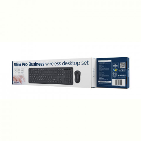 Комплект (клавіатура, миша) бездротовий Gembird KBS-WPS-01-CYRL Black
