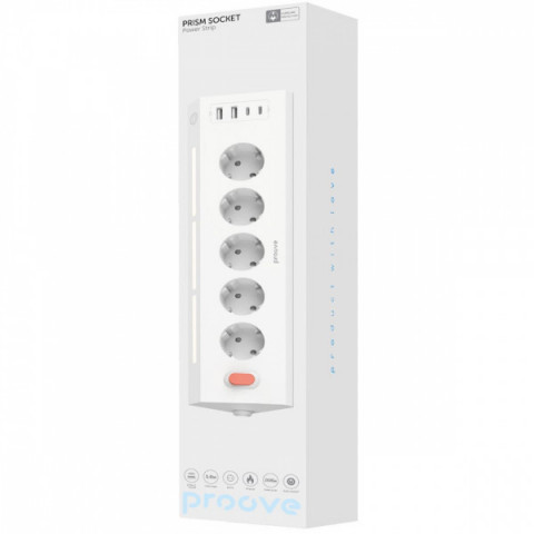 Мережевий фільтр Proove Prism Socket (5xAC + 2xType-C + 2xUSB) 1.6m white Купити в Україні