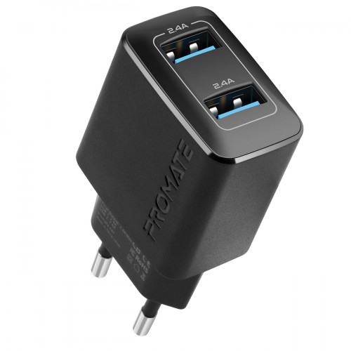 Зарядний пристрій Promate BiPlug 12W Black (biplug.black)