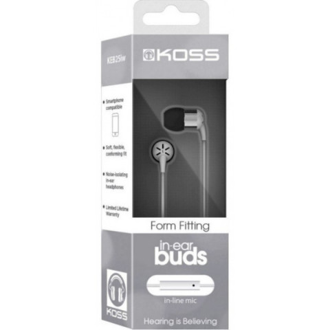Навушники In-Ear Koss KEB25iW, 3.5 mini-jack, Mic Білий