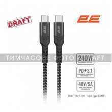 Кабель 2E USB-C - USB-C PD 3.1 240W Aluminum Shell 1m Black