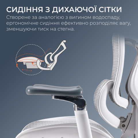 Крісло офісне з підставкою для ніг Sihoo DORO C300 Pro Mesh White with footrest (DORO-C300-PRO-M102-JT) Купити в Україні