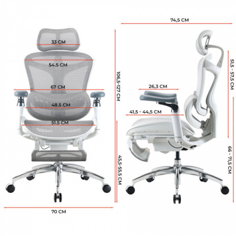 Крісло офісне з підставкою для ніг Sihoo DORO C300 Pro Mesh White with footrest (DORO-C300-PRO-M102-JT) Купити в Україні